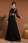 Buy_RIRASA_Black Georgette Embroidery Sequin Floral Thread Jacket With Work Anarkali _Online_at_Aza_Fashions