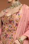 RIRASA_Pink Georgette Embroidery Sequin Sweetheart Neck Gul Kurta Sharara Set _at_Aza_Fashions