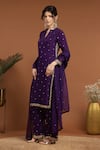 RIRASA_Purple Organza Embroidery Bead Spluttered And Sequin Embellished Kurta Pant Set _Online_at_Aza_Fashions