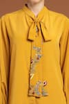 Buy_RIRASA_Yellow Crepe Embroidery Thread Florence Tie Up Neck Shirt For Kids