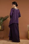 Shop_RIRASA_Purple Satin Embroidery Thread V Neck Gul Kurta With Draped Skirt _at_Aza_Fashions