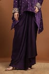 RIRASA_Purple Satin Embroidery Thread V Neck Gul Kurta With Draped Skirt _Online_at_Aza_Fashions