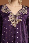 Buy_RIRASA_Purple Satin Embroidery Thread V Neck Gul Kurta With Draped Skirt 