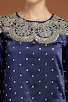 Buy_RIRASA_Blue Satin Embroidery Sequin Round Neck Mughal Bloom Kurta With Pant 