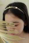 Buy_Do Taara_Gold Plated Shell Pearls Kundan Head Band _at_Aza_Fashions