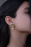 Buy_Do Taara_Gold Plated Kundan And Shell Pearl Embellished Floral Earrings _at_Aza_Fashions