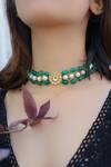 Buy_Do Taara_Green Kundan Stone Choker _at_Aza_Fashions