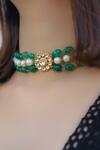 Do Taara_Green Kundan Stone Choker _Online_at_Aza_Fashions