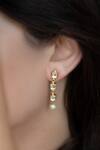 Do Taara_Gold Plated Kundan Ditsy Quad Embellished Pearl Drop Earrings _Online_at_Aza_Fashions