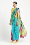 Buy Satya Paul Blue Silk, Georgette New Day Printed Saree With Unstitched Blouse Piece at Aza Fashions Buy_Satya Paul_Blue Silk, Georgette New Day Printed Saree With Unstitched Blouse Piece _at_Aza_Fashions