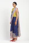 Buy_Satya Paul_Blue Silk Georgette Print Mulholland Drive Saree With Unstitched Blouse Piece _at_Aza_Fashions