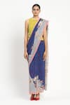 Buy_Satya Paul_Blue Silk Georgette Print Mulholland Drive Saree With Unstitched Blouse Piece _Online_at_Aza_Fashions