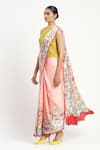 Buy_Satya Paul_Pink Silk Georgette Satin Print Sweet Ester Saree With Unstitched Blouse Piece _at_Aza_Fashions