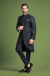 Shop_Char Chaand_Black Suiting Plain Full Sleeve Bandhgala _at_Aza_Fashions