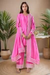 Buy_Samyukta Singhania_Pink Kurta And Pant Pure Chanderi Embroidered Gotta Patti Round Work Set _at_Aza_Fashions