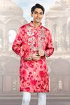 Buy_Char Chaand_Pink Satin Silk Printed Floral Kurta _at_Aza_Fashions