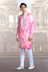 Buy_Char Chaand_Pink Silk Embroidery Tie Dye Mirrorwork Placement Kurta _at_Aza_Fashions