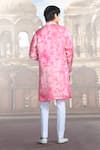 Shop_Char Chaand_Pink Silk Embroidery Tie Dye Mirrorwork Placement Kurta _at_Aza_Fashions