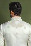 Buy_Char Chaand_Ivory Linen Satin Embroidery Glass Bead Sherwani Set 