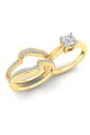 Buy_Divine Solitaires_Yellow Diamond 18kt Gold Studded Rings - Set Of 2 _at_Aza_Fashions