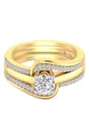 Shop_Divine Solitaires_Yellow Diamond 18kt Gold Studded Rings - Set Of 2 _at_Aza_Fashions