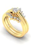 Buy_Divine Solitaires_Yellow Diamond 18kt Gold Round Studded Rings - Set Of 2 _at_Aza_Fashions