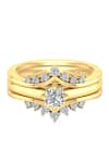 Shop_Divine Solitaires_Yellow Diamond 18kt Gold Round Studded Rings - Set Of 2 _at_Aza_Fashions