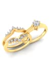 Divine Solitaires_Yellow Diamond 18kt Gold Round Studded Rings - Set Of 2 _Online_at_Aza_Fashions