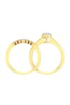 Buy_Divine Solitaires_Yellow Diamond 18kt Gold Round Studded Rings - Set Of 2 _Online_at_Aza_Fashions