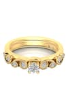 Shop_Divine Solitaires_Yellow Diamond 18kt Gold Embellished Rings - Set Of 2 _at_Aza_Fashions