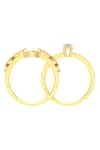 Buy_Divine Solitaires_Yellow Diamond 18kt Gold Embellished Rings - Set Of 2 _Online_at_Aza_Fashions