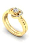 Buy_Divine Solitaires_Yellow Diamond 18kt Gold Rings - Set Of 2 _at_Aza_Fashions