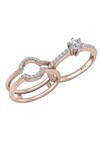 Buy_Divine Solitaires_Rose Gold Diamond 18kt Studded Rings - Set Of 2 _at_Aza_Fashions