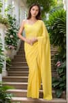 Buy_Samyukta Singhania_Yellow Lurex Shimmery Saree _at_Aza_Fashions