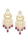 Buy_MAISARA JEWELRY_Red Jadau Pushkarini Embellished Chandbali Earrings _at_Aza_Fashions