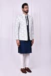 Buy_Aryavir Malhotra_White Art Silk Woven Floral Pattern Jacket And Kurta Set 