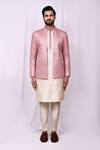 Shop_Aryavir Malhotra_Pink Art Silk Embroidery Sequin Jacket Kurta Set _Online_at_Aza_Fashions