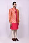 Buy_Aryavir Malhotra_Pink Art Silk Woven Floral Mandala Jaal Pattern Jacket Kurta Set 