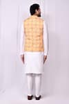 Shop_Aryavir Malhotra_Yellow Georgette Printed Geometric Bundi Jacket _at_Aza_Fashions