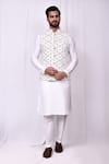 Buy_Aryavir Malhotra_White Cotton Silk Embroidered Thread Bundi Jacket 