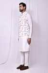 Shop_Aryavir Malhotra_White Cotton Printed Floral Embroidered Bundi Jacket _Online_at_Aza_Fashions