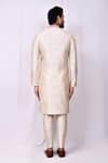Shop_Arihant Rai Sinha_Beige Silk Sequins Embroidered Band Collar Kurta With Pant Pyjama _at_Aza_Fashions
