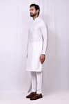 Arihant Rai Sinha_White Silk Embroidery Floral Band Collar Kurta With Pant Pyjama _at_Aza_Fashions