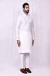 Buy_Arihant Rai Sinha_White Silk Embroidery Floral Band Collar Kurta With Pant Pyjama 