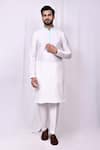 Shop_Arihant Rai Sinha_White Silk Embroidery Floral Band Collar Kurta With Pant Pyjama 