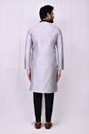 Shop_Arihant Rai Sinha_Grey Silk Embroidery Front Zip Detail Kurta With Pant Pyjama _at_Aza_Fashions