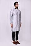 Buy_Arihant Rai Sinha_Grey Silk Embroidery Front Zip Detail Kurta With Pant Pyjama 