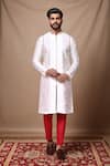 Buy_Arihant Rai Sinha_Cream Silk Embroidery Front Zip Detail Art Kurta With Pant Pyjama _at_Aza_Fashions