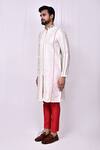 Shop_Arihant Rai Sinha_Cream Silk Embroidery Front Zip Detail Art Kurta With Pant Pyjama _Online_at_Aza_Fashions