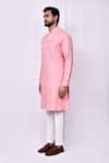 Shop_Arihant Rai Sinha_Pink Cotton Print Blossom Sherwani With Pant Pyjama _Online_at_Aza_Fashions